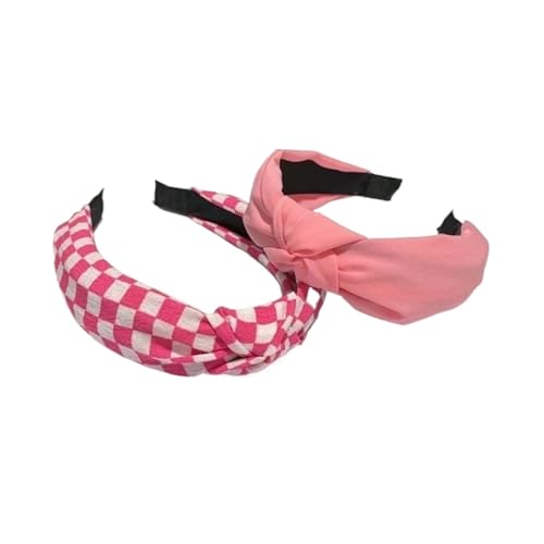 Christmas hair band Rosafarbenes Haarband Mit Perlen-Schachbrettmuster Und Breitem Knoten Pink fashionable hair band(Solid colors) von LAJHDCG