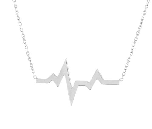 LAJOIA Jewelry Damen Halskette Heartbeat Herzschlag Sterling Silber 925 Filigrane Kette (Silber) von LAJOIA