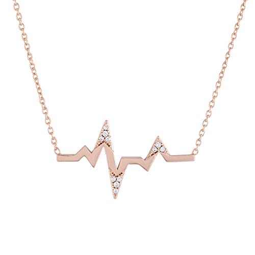 LAJOIA Kette 925 Silber Damen Halskette rosevergoldet Herzschlag Heartbeat mit Zirkonia Steinen perfekt als Schmuck Geschenk Jewelry LAJOIA Kette 925 Silber Damen Halskette rosevergoldet Herzschlag Heartbeat mit Zirkonia Steinen perfekt als Schmuck Geschenk Jewelry von LAJOIA