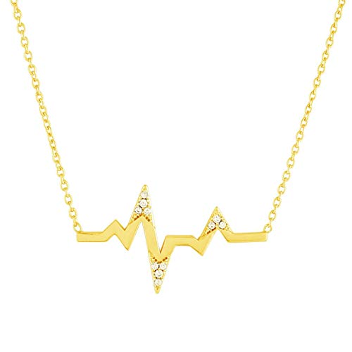 LAJOIA Kette 925 Silber Damen Halskette vergoldet Herzschlag Heartbeat mit Zirkonia Steinen perfekt als Schmuck Geschenk Jewelry LAJOIA Kette 925 Silber Damen Halskette vergoldet Herzschlag Heartbeat mit Zirkonia Steinen perfekt als Schmuck Geschenk Jewelry von LAJOIA