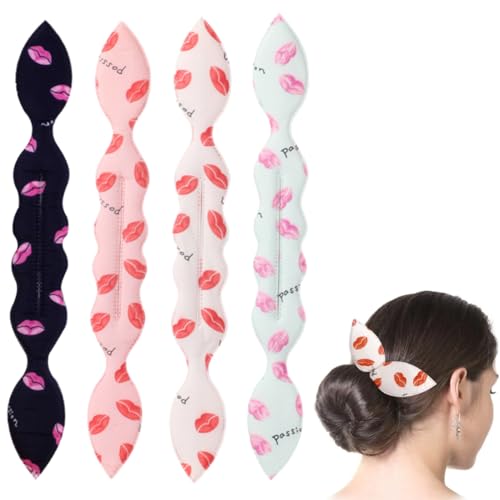 LAJUP 4 Stück Haarknotenmacher Hair Bun Maker Haarknoten Maker Flexible Donut Brötchen Twist Haarstyling Französisch Deft Dutt Haarband Frisierhilfe Wiederverwendbare Haarschmuck Für Mädchen Fra von LAJUP