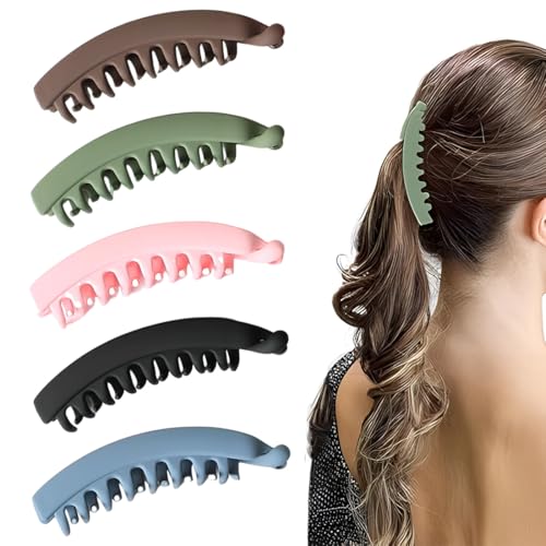 LAJUP 5 Stück Groß Bananen Haarspange Vintage Bananen-Haarspangen Pferdeschwanz Haarklammer Rutschfeste Leopard Haar Spange Haarclips Für Damen Mädchen Dicke Mittleres Haar(B) von LAJUP