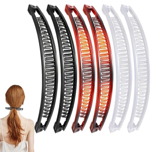 LAJUP 6 Stück Banana Clip,Retro Bananen Haarspange,Bananenspange Haare,Tragbar Rutschfester Bananenclip,Pferdeschwanz Haarspange Für Damen Und Mädchen Dünnes Dickes Haar von LAJUP