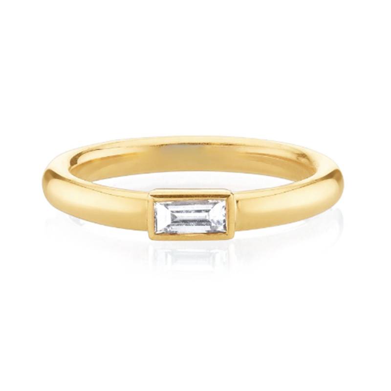 14K Gold Baguette Diamantring, Ring, Verlobungsring, Diamant Band, Im Smaragdschliff von LAJewelery