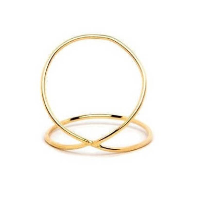 14K Gold Kiss Me Ring, X Silber Ring Gold, Silber, Zick-Zack Band, Minimal von LAJewelery