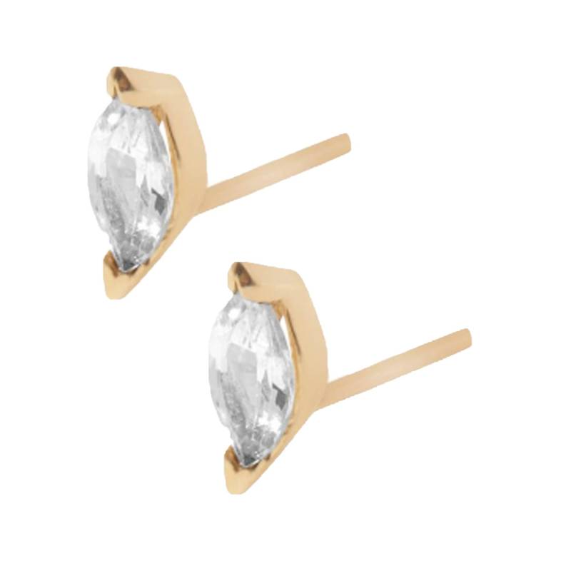14K Gold Marquise Diamant Ohrstecker, Ohrringe, Mini Ohrstecker von LAJewelery