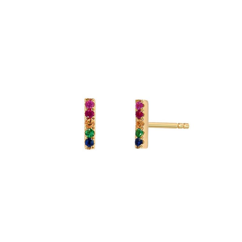 14K Gold Regenbogen Linie Ohrstecker, Mini Ohrringe, Bar Ohrstecker von LAJewelery