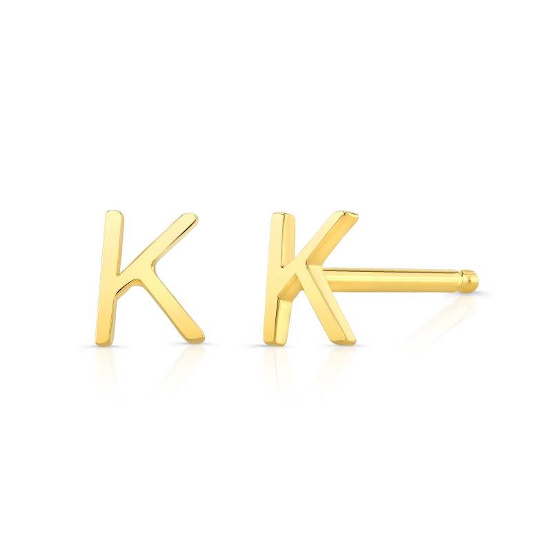 14K Initial Ohrstecker, Goldbuchstabe Ohrringe, Personalisierte Mini Brief Ohrstecker von LAJewelery