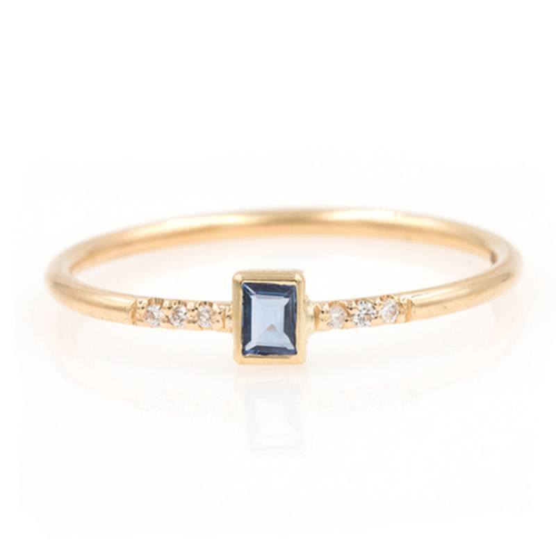 14K Saphir Baguette Diamant-Ring, Blau Ring, Diamant-Verlobungsring, Saphir-Verlobungsring von LAJewelery