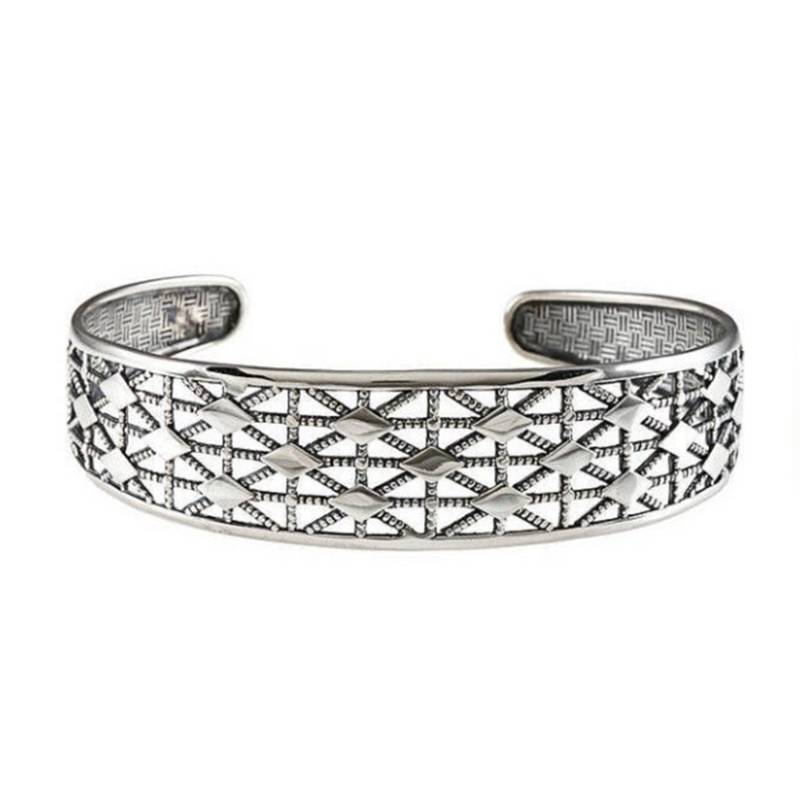 Flexible Sterling Silber Armband, Unisex Filigrane Manschette, Flache Manschette von LAJewelery