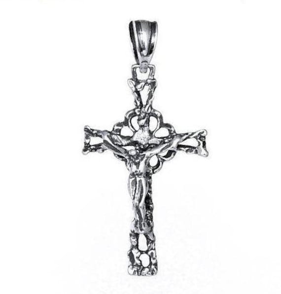 Jesus Kruzifix Kreuz Halskette Charm Anhänger Sterling Silber von LAJewelery