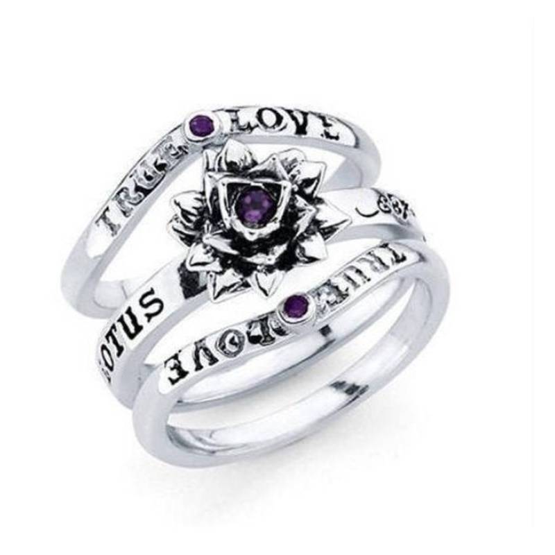 Lila Amethyst Lotus Ring, Silber Natürlicher Ring von LAJewelery