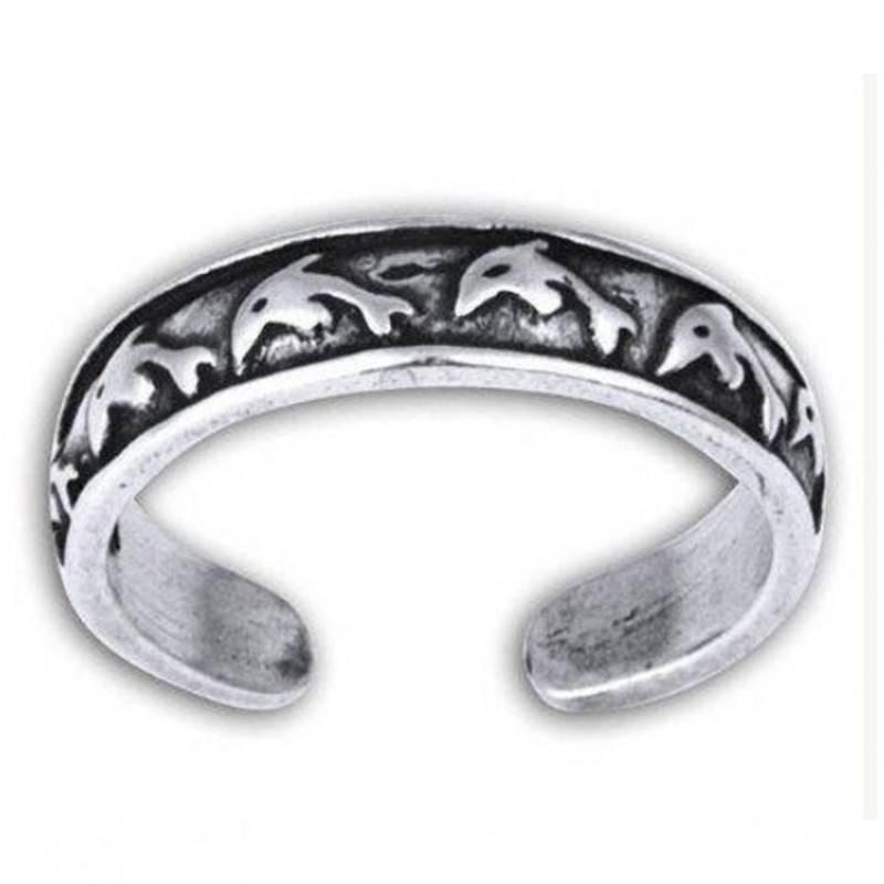 Schwimmen Delfine Sterling Silber Zeh Ring, Delphin Verstellbaren Ring von LAJewelery