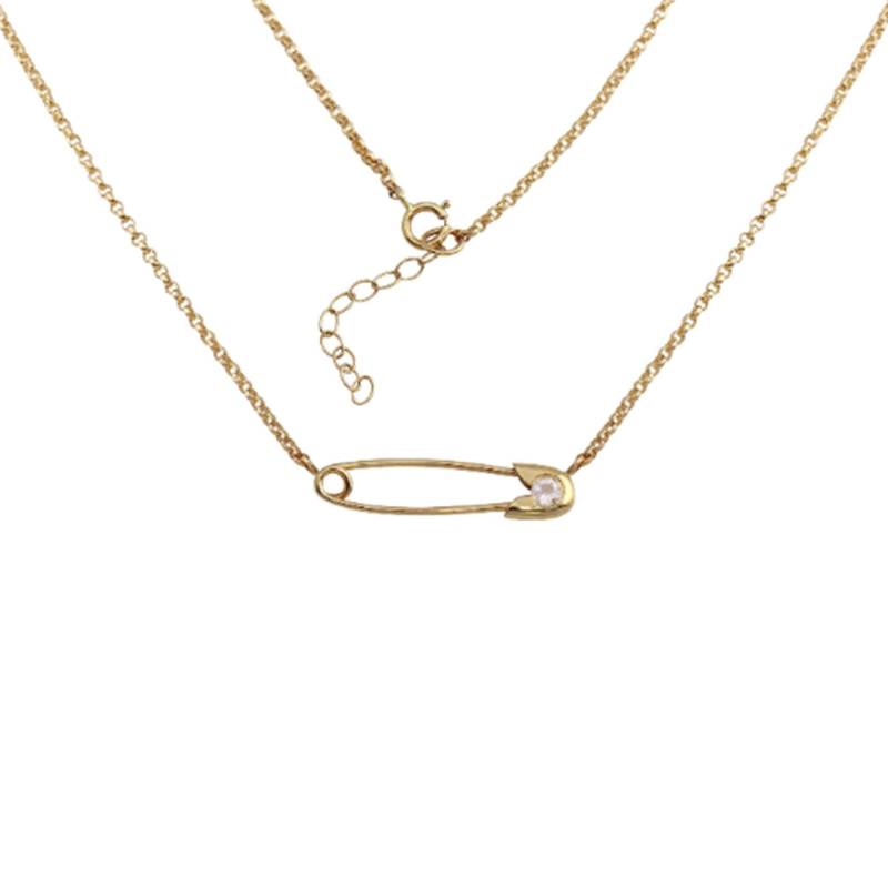 Sicherheitsnadel Halskette Diamant Halskette, Gold Anhänger, Anhänger von LAJewelery