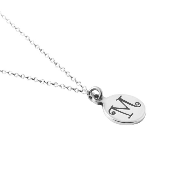 sterling Silber Petite Runde Scheibe Anfangsbuchstabe " M Anhänger Halskette, Anfang Anhänger, M Charme von LAJewelery