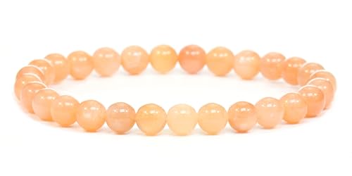 Echtes Sonnenstein Edelstein Armband mit runden 6mm Perlen - verschiedene Längen - Heilstein Schutzstein Edelsteinarmband Glücksbringer Talisman Geschenk (Sonnenstein, 15CM) von LAKADA
