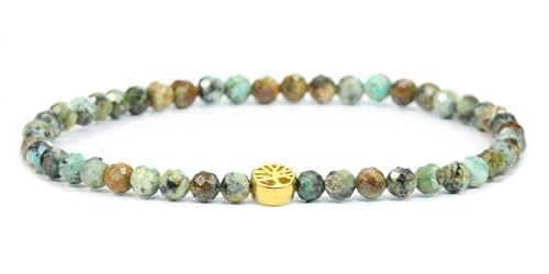 LAKADA Echtes Afrikanischer Türkis Edelstein Armband mit facettierten 4mm Perlen und Edelstahllebensbaum Heilstein Schutzstein Edelsteinarmband Glücksbringer Talisman Geschenk (Afr. Türkis, 15CM, G) LAKADA Echtes Afrikanischer Türkis Edelstein Armband mit facettierten 4mm Perlen und Edelstahllebensbaum Heilstein Schutzstein Edelsteinarmband Glücksbringer Talisman Geschenk (Afr. Türkis, 15CM, G) von LAKADA