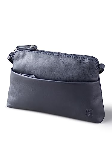 Damen Umhängetasche, weiches Echtleder, marineblau, gebogen, klein, Cross-Body-Tasche, Bestseller Damen Umhängetasche, weiches Echtleder, marineblau, gebogen, klein, Cross-Body-Tasche, Bestseller von LAKELAND