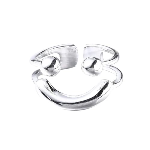 Creative Smile Ring, Smiling Face Statement Rings, Women's Smiley Open Adjustable Ring (Stil A) von LAKEMON