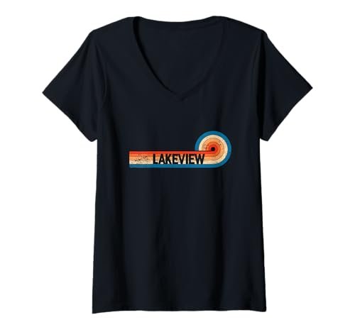 Damen Lakeview-Hemd im Retro-Look Vintage City Lakeview T-Shirt mit V-Ausschnitt Damen Lakeview-Hemd im Retro-Look Vintage City Lakeview T-Shirt mit V-Ausschnitt von LAKEVIEW Designs By ShirtZilla