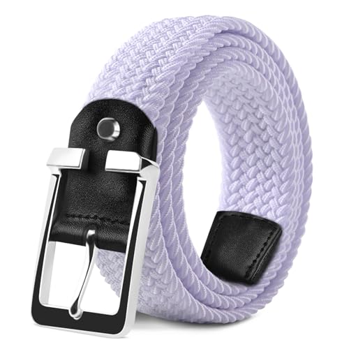 LAKIDAY Flechtgürtel aus Stoff, Elastischer Stretchgürtel für Damen und Herren Weiß-2 115 cm Hochwertig & Bequem Breite 3.5 cm von LAKIDAY