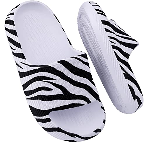 LAKIGE Kinder Badelatschen Jungen Mädchen rutschfest Dusch Badeschuhe Sommer Hausschuhe Cosy House Badeschuhe Strand Schwimmbad Rutschsandalen für Kinder Zebra 34 EU von LAKIGE