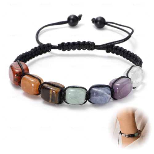 LAKJUOZ 1 Stück Chakren Armband Naturstein Armband Kristall Chakra Armbander Fur Frauen Glück Edelstein Armband Chakra Armband Echte Steine Edelsteine Heilsteine von LAKJUOZ