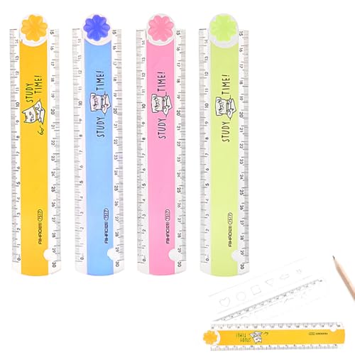LAKJUOZ 4 Stück Lineal 30Cm Grundschule, Multifunktions-Klapplineal Aus Kunststoff, Faltbares Messlineal, Geeignet Für Schreibwaren Für Studenten Oder Bürobedarf Praktische Aufbewahrung von LAKJUOZ