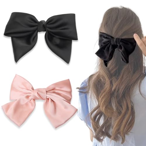 LAKJUOZ Haarschleife Schleife Haare 2Er-Pack Damen-Haarspangen Mit Schleife Haarspangen Aus Französischem Stoff Für Frauen Haarspangen Mit Schleife Eleganter Satin-Haarschmuck Für Mädchen von LAKJUOZ