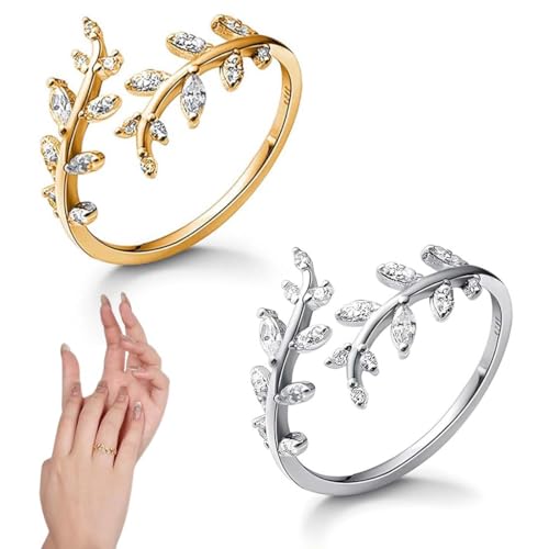 LAKJUOZ 1 Paar 925 Sterling Silver Rings Set Freundschaftsringe For Women Girls Adjustable Open Rings Olive Leaf Rings Stackable Finger Rings Ankle Rings Toe Rings LAKJUOZ 1 Paar 925 Sterling Silver Rings Set Freundschaftsringe For Women Girls Adjustable Open Rings Olive Leaf Rings Stackable Finger Rings Ankle Rings Toe Rings von LAKJUOZ