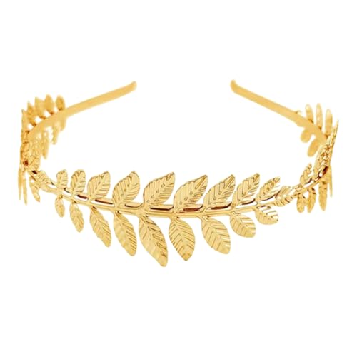 LAKJUOZ 1 Stück Römische Göttin Haarreif Damen Haarband Gold Kopfschmuck Braut Mädchen Lorbeerkranz Haarschmuck Goldene Hochzeit Boho Blatt Haar Krone Accessories von LAKJUOZ