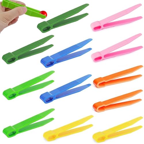 LAKJUOZ 12 Stück Children'S Tweezers, Colourful Plastic Tweezers Pinzette Kinder Learning Toy Children'S Tweezers Set For Fine Motor Skills Tweezers Colourful For Sorting Counting Diy Crafts von LAKJUOZ