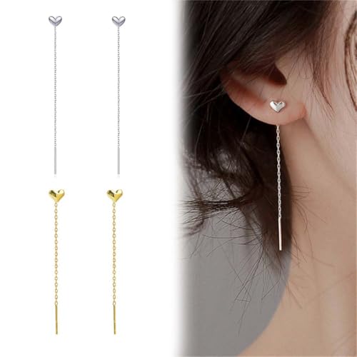 LAKJUOZ 2 Paare Heart Threader Earrings Sterling Silver Thread Earrings For Women Vintage Heart Threader Earring Long Heart Chain Earrings Gold Bar Threader Earrings Small Heart Stud Earrings LAKJUOZ 2 Paare Heart Threader Earrings Sterling Silver Thread Earrings For Women Vintage Heart Threader Earring Long Heart Chain Earrings Gold Bar Threader Earrings Small Heart Stud Earrings von LAKJUOZ