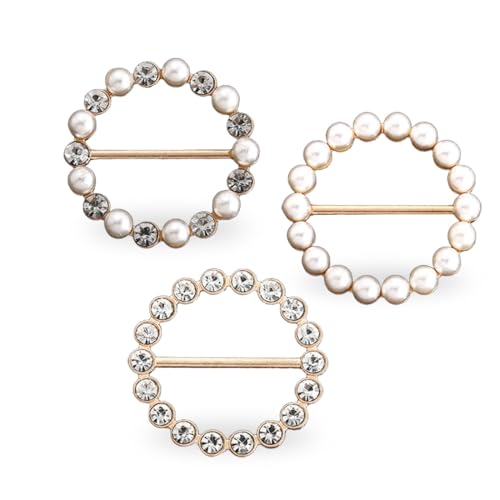 LAKJUOZ 3 Stück T Shirt Clip Schnalle Schal Ringe Broschen Schalring Clip Gürtelschnallen Damen Legierung Schal Clips Seidenschal Ring Saum Knoten Hemd Krawattenklammer Ringschnalle von LAKJUOZ