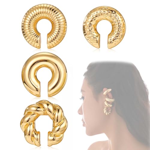 LAKJUOZ 4 Stück Ear Cuff Gold Ohrringe Für Damen C-Förmige Ohrclips Nicht Perforierte Hypoallergene Mädchen-Ohrclips LAKJUOZ 4 Stück Ear Cuff Gold Ohrringe Für Damen C-Förmige Ohrclips Nicht Perforierte Hypoallergene Mädchen-Ohrclips von LAKJUOZ
