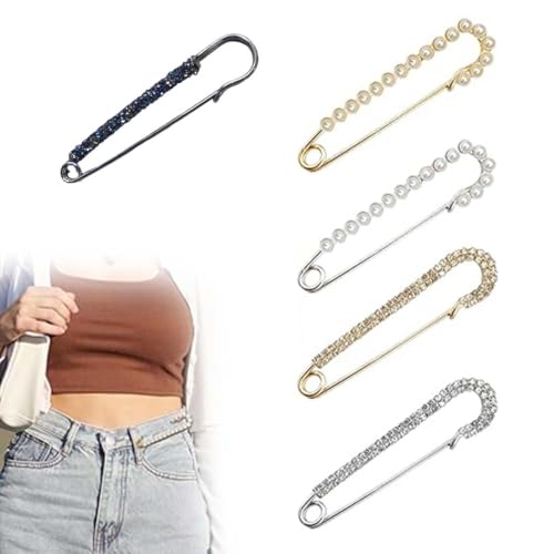 LAKJUOZ 5 Stück Brooch Safety Pin Women'S Decoration Accessories Women'S Brooch Safety Pin Pearl Rhinestone Sweater Clip Scarf Clip Cardigan Dress Garment Decoration Accessories von LAKJUOZ