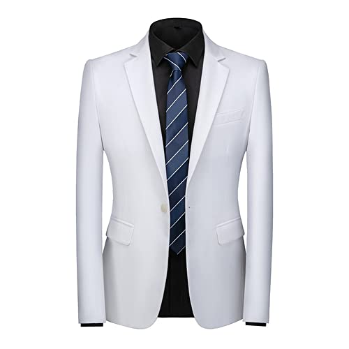 LAKKOA Herren Sakko, Regular Fit Herren Blazer Anzugjacke Slim Fit Formal Blazer Business Anzugjacke Weiß One Button Anzüge Blazer Jacken Hochzeitsfeier Smoking Dinner Jacket,3XL von LAKKOA