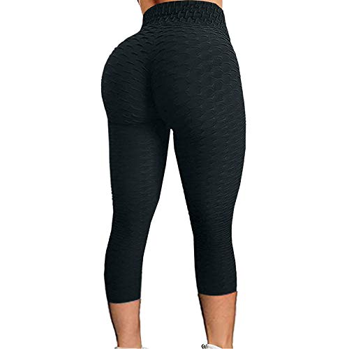 LAKOYA 3/4 Leggings Sport Damen, Women's Po Push Up Blickdicht Booty Seamless Up Up Anti Cellulite High Waist Sexy Dreiviertel Yoga Leggings Sporthose für Fitness Gym Training Jogging von LAKOYA