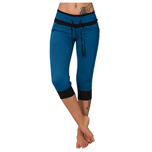 LAKOYA Caprihose Damen Sommer 3/4 Sport Stretch Hosen aus Baumwolle,Yoga Gym Fitness Seamless Training Jogger Frauen Capri Shorts Running Dreiviertel Pant Lauf Trousers Radlerhose von LAKOYA