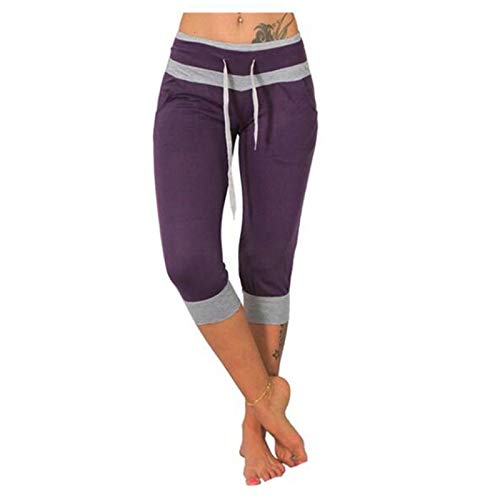 LAKOYA Caprihose Damen Sommer 3/4 Sport Stretch Hosen aus Baumwolle,Yoga Gym Fitness Seamless Training Jogger Frauen Capri Shorts Running Dreiviertel Pant Lauf Trousers Radlerhose von LAKOYA