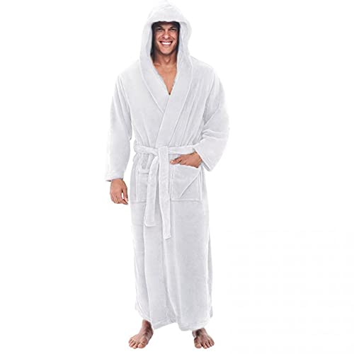 LAKOYA Herren Fleece Bademantel Frottee mit Kapuze, Sauna Flauschig Extra Lang Plüsch Bademantel Baumwolle Microfaser Flauschiger Bademantel Große Größe Morgenmantel Nachtwäsche Kimono von LAKOYA