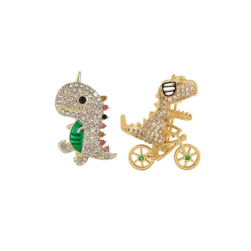 LAKYMIE 2 Stück Brosche Damen Anstecknadel Broschen Strass Dinosaurier Brosche Pin Anstecknadeln für Pullover Schals Kleider Anzüge Rucksäcke Taschen Geschenk von LAKYMIE