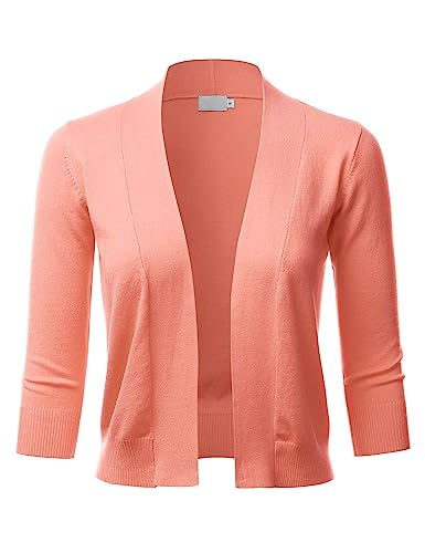 LALABEE Damen Bolero-Strickjacke, klassisch, 3/4-Ärmel, vorne offen, Größe S - XXL, Lbt002-darkpeach, X-Groß von LALABEE