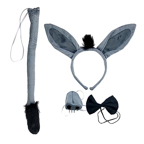 LALADEFIEE Eselkostüm Eselos-ohren-stirnband Esel-cosplay- Esel-cosplay-nase Und Eselkostüm-fliege Für Cosplay Partys Und Feste von LALADEFIEE