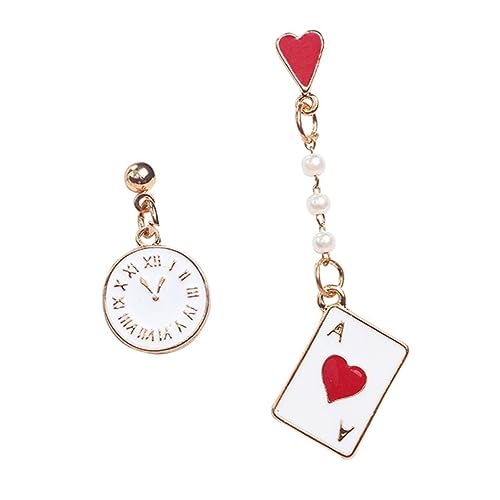 LALADEFIEE Asymmetrische Spielkarten Ohrhänger für Damen Kreative Ohrdekoration Hautfreundlichem Material für Partys und Besondere Anlässe Einzigartiger Modischer Schmuck von LALADEFIEE