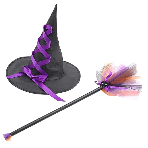 LALADEFIEE 1satz Hexenhut Mit Abnehmbarem Besen Teiliges Halloween Kostümzubehör Für Cosplay Und Partys Langlebig Für Unvergessliche Feiern von LALADEFIEE