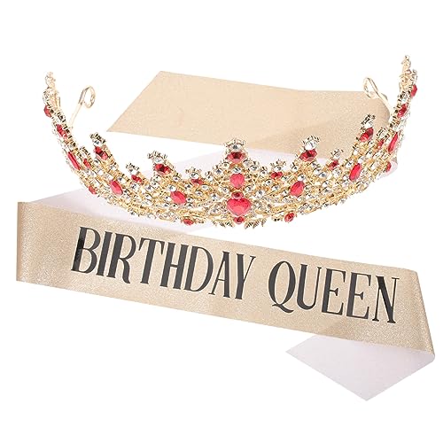 LALADEFIEE 1satz Krone Und Schärpe Für Geburtstagskrone Und Für Abschlussball Und Partys Zubehör Mit Glitzerstein Und Für Besondere Anlässe von LALADEFIEE