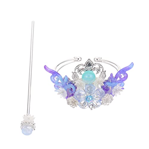 LALADEFIEE 1 Set Han-kopfbedeckung Haar-accessoire Haarnadel Im Chinesischen Stil Haarschmuck Haarnadel Für Chinesische Kleidung Haar-accessoires Mit Silbernem Farbverlauf Für Frauen von LALADEFIEE