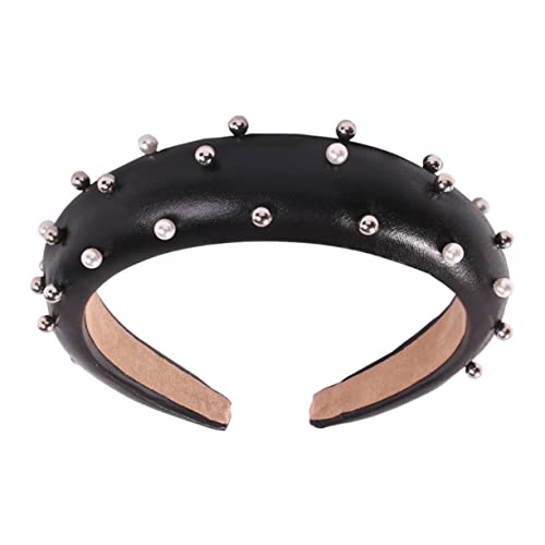 LALADEFIEE 1stück Breiter Kunstperl-haarband-haaraccessoire Für Damen Und Mädchen Elegantes Design Schwarz Für Verschiedene Anlässe Und Outfits von LALADEFIEE