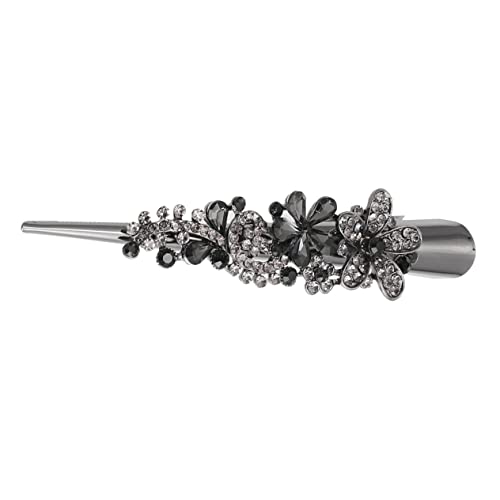 LALADEFIEE Haarnadel Mit Entenschnabel-clip Aus Metall Mit Strasssteinen Styling-haarspange Für Damen Elegantes Haar-accessoire (grau) von LALADEFIEE